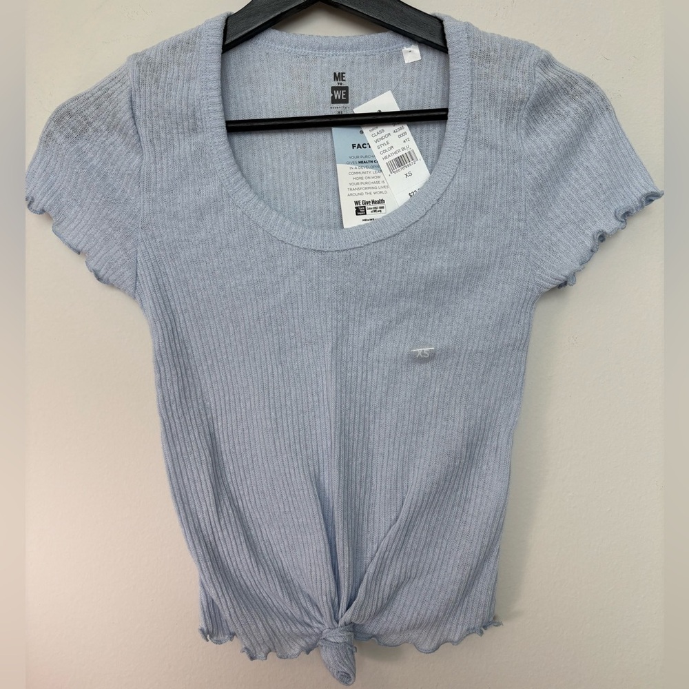 NWT Pacsun Me to We Essentials Baby Blue Tie Crop Top Size XS Sku#49